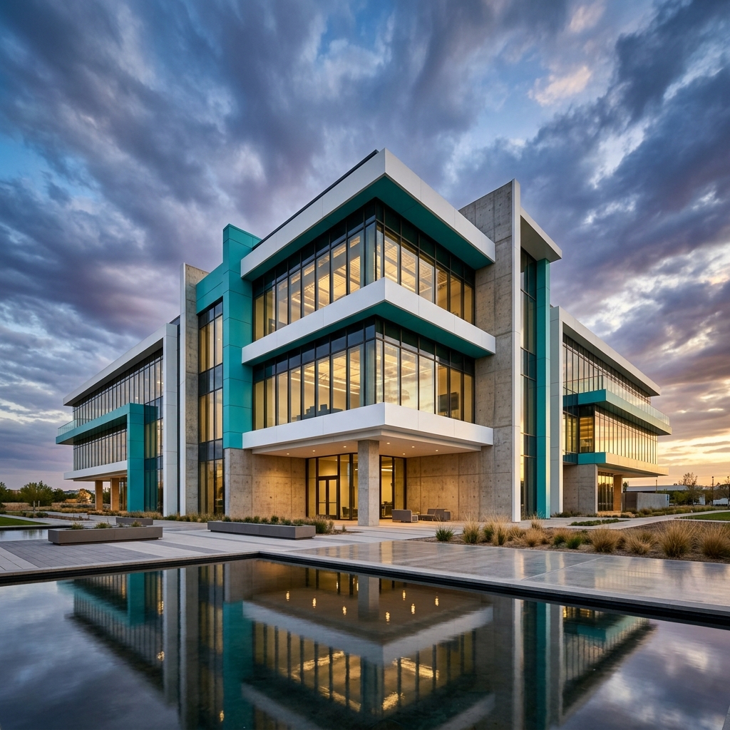 BECS Modern Office Building and Reflecting Pool